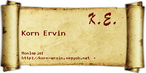 Korn Ervin névjegykártya